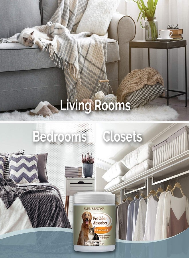 SMELLS BEGONE 15oz Gel Pet Odor Eliminator - Absorb & Remove Strong Odors from Pets, Cat Litter, Dog Poop, Urine Smells - Eliminate Whole Home Odors with Essential Oils (Citrus, 2-Pack) - Image 3